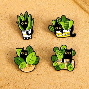 Cat In Plant Pin Set
