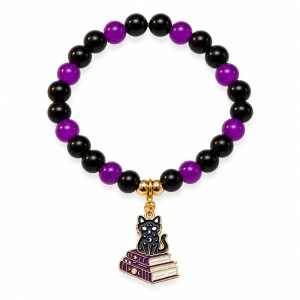 Magic Cat Bracelet with Cat on Books Charm
