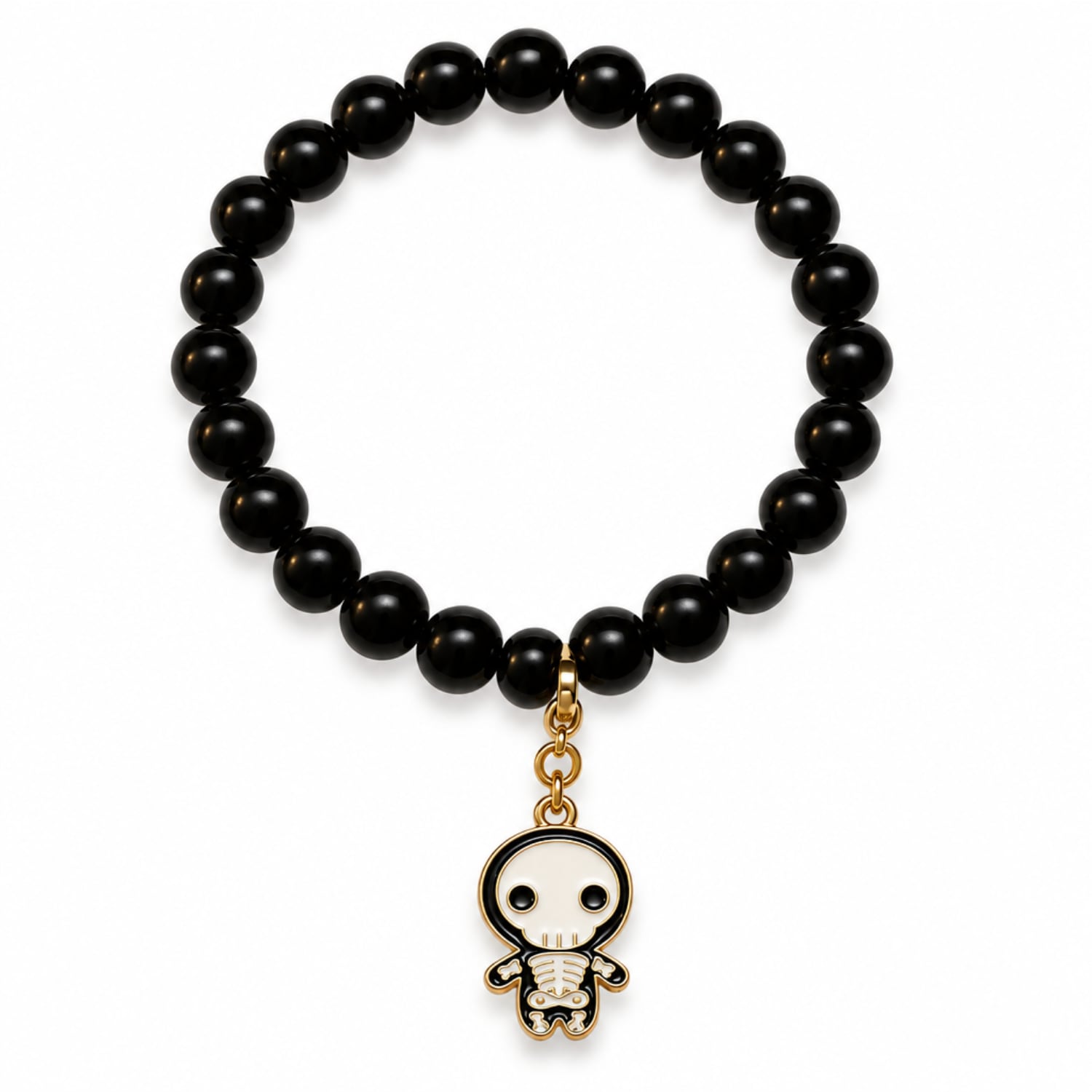 Midnight Bracelet with Chibi Skeleton Charm
